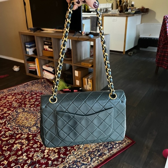 Forest green small Chanel double flap - Picture 8 of 12